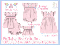 Girls Smocked & French Knot Birthday Girl Bubble