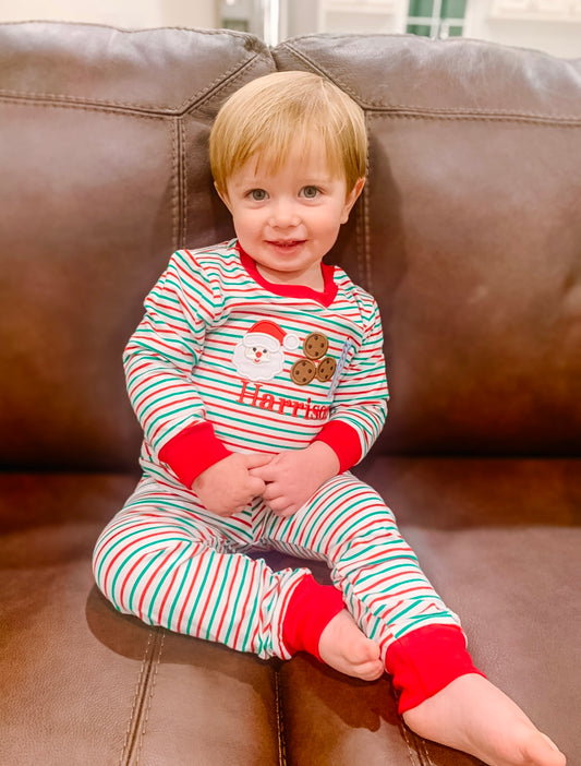 Boys Santa Cookies and Milk Knit Pajamas