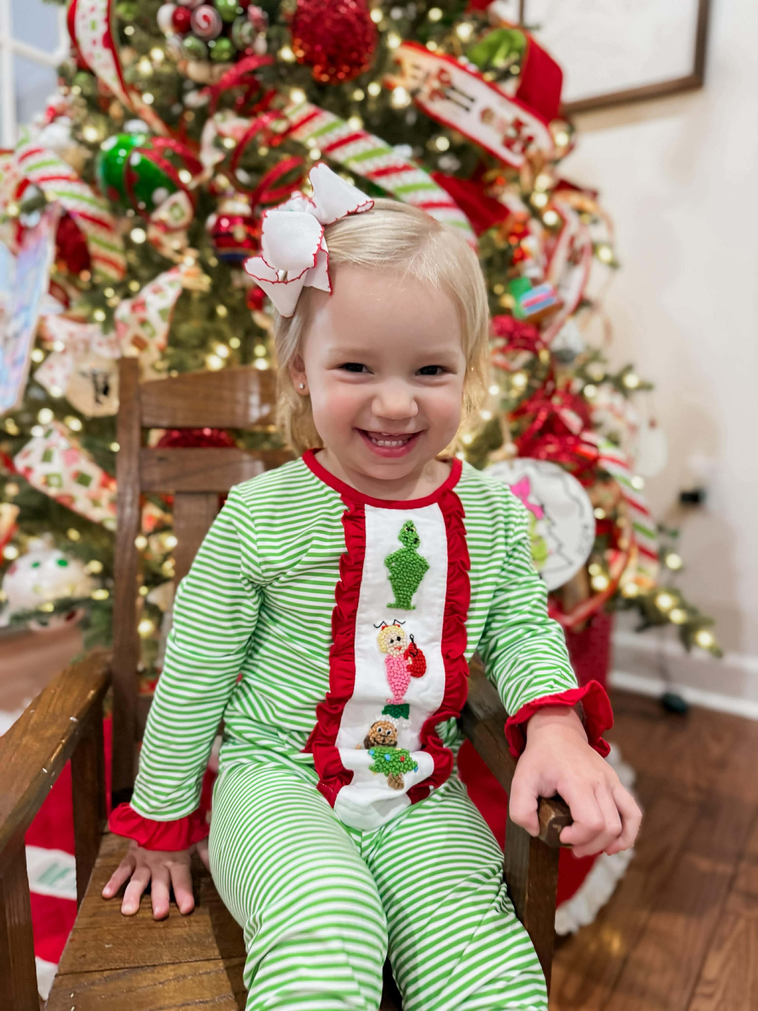 Girls The Green One French Knot Knit Lounge