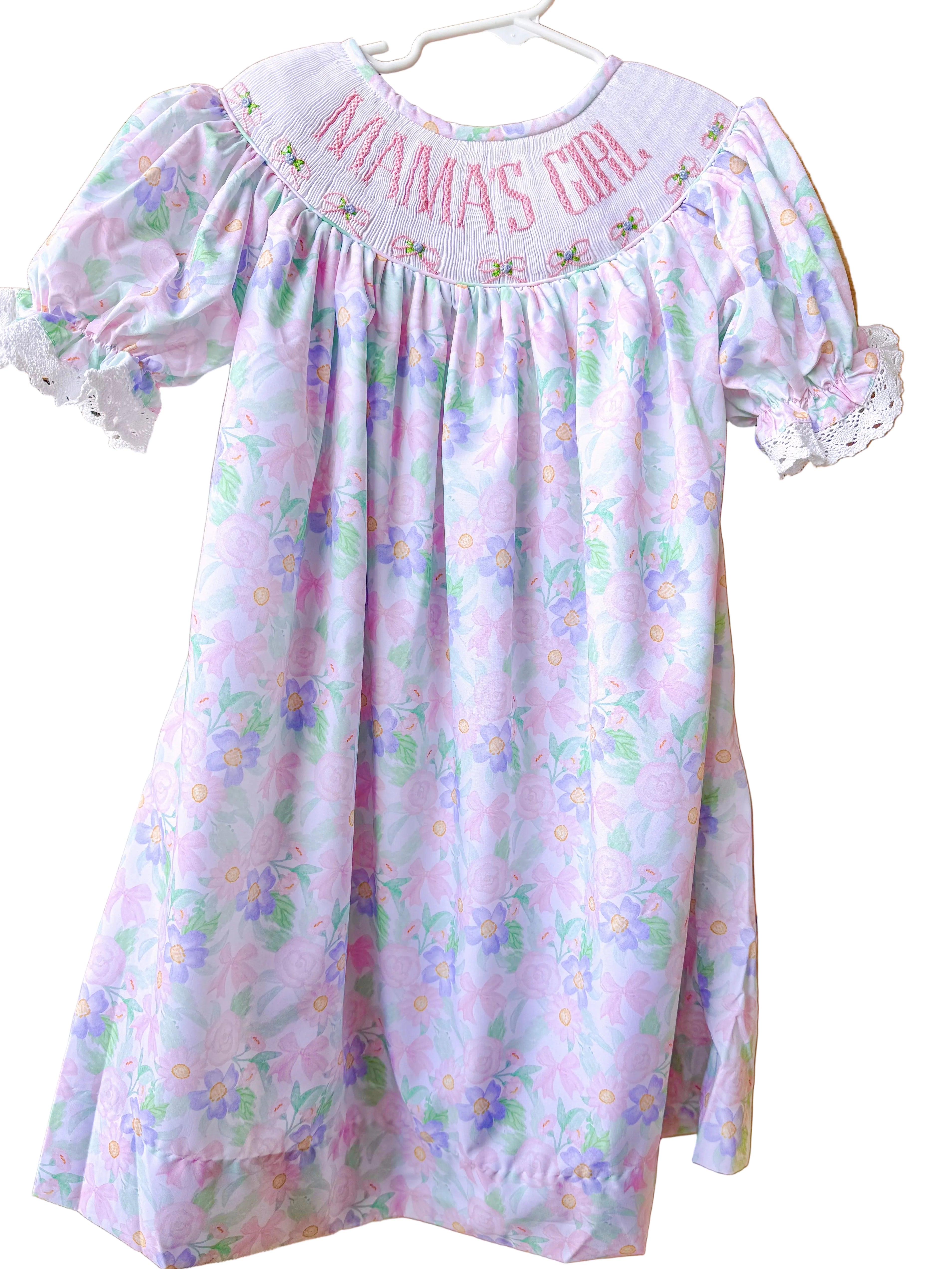 Girls “Mama’s Girl” Mother’s Day Smocked Dress