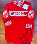 Boys Gingham French Knot Hearts, XOXO Embroidered Bubble