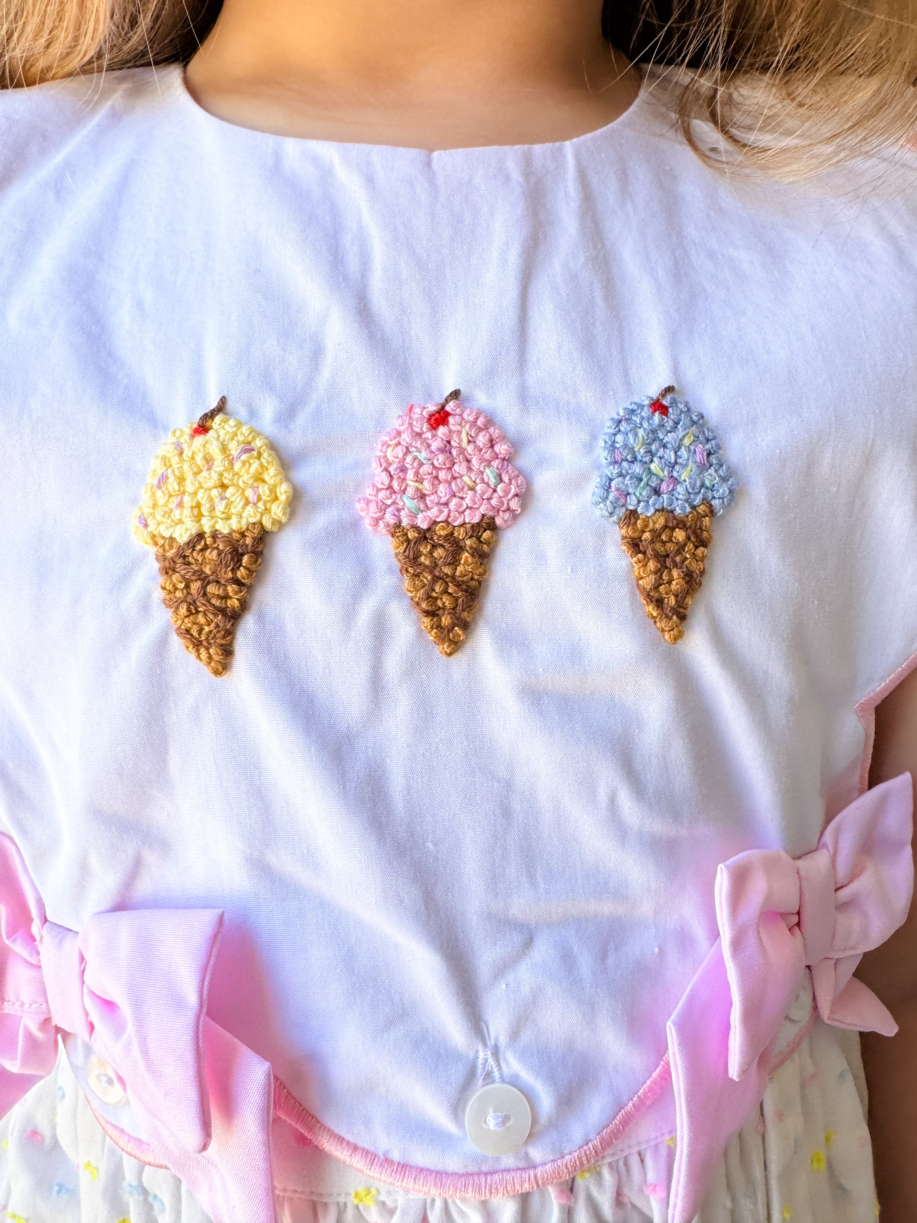 Girls French Knot Ice Cream Bloomer Set & Dress