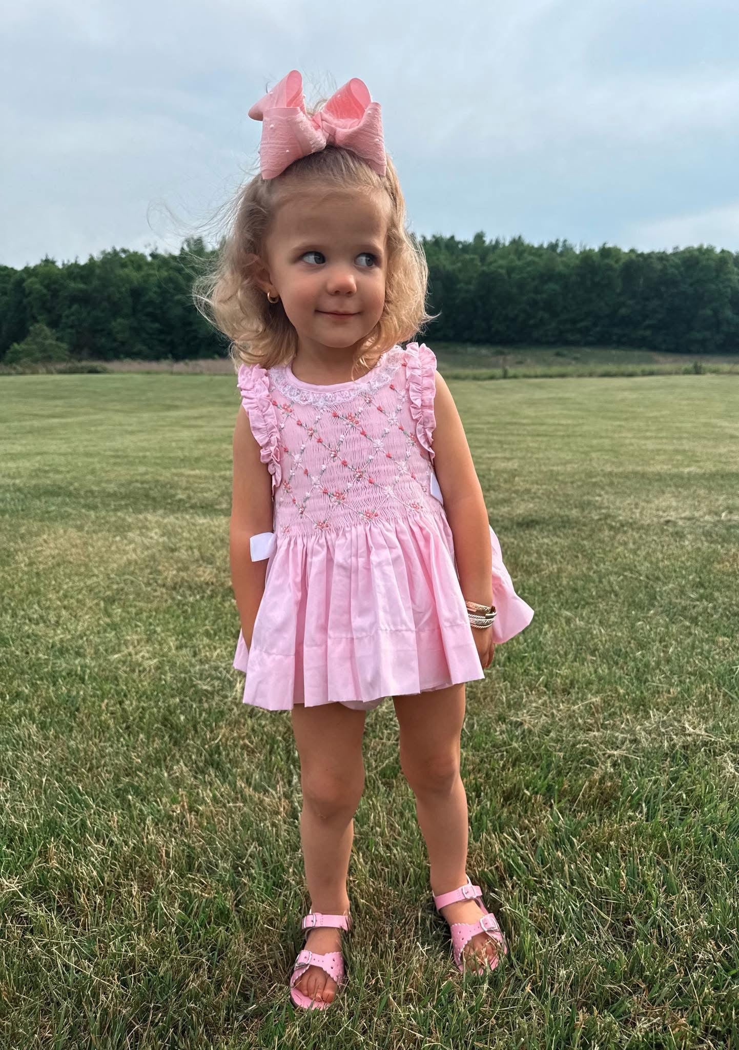 Girls Floral Vines Heirloom Smocked Bloomer Set