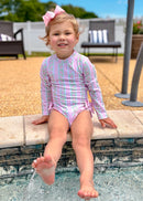 Girls Floral Daydream Long Sleeve Rashguard Swimsuit- UPF 50+