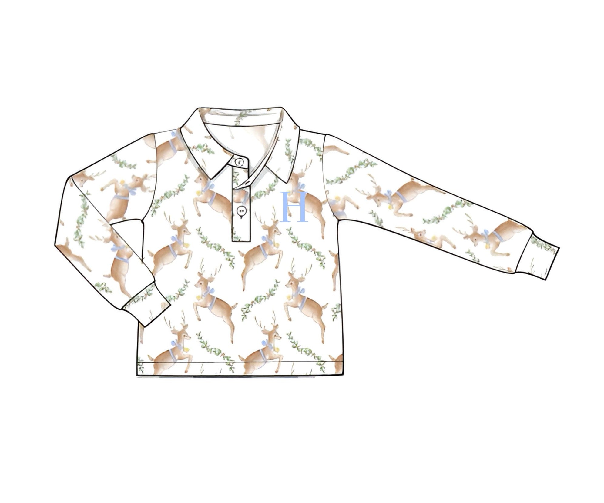 Boys Reindeer Knit “A” Monogrammed Polo RTS