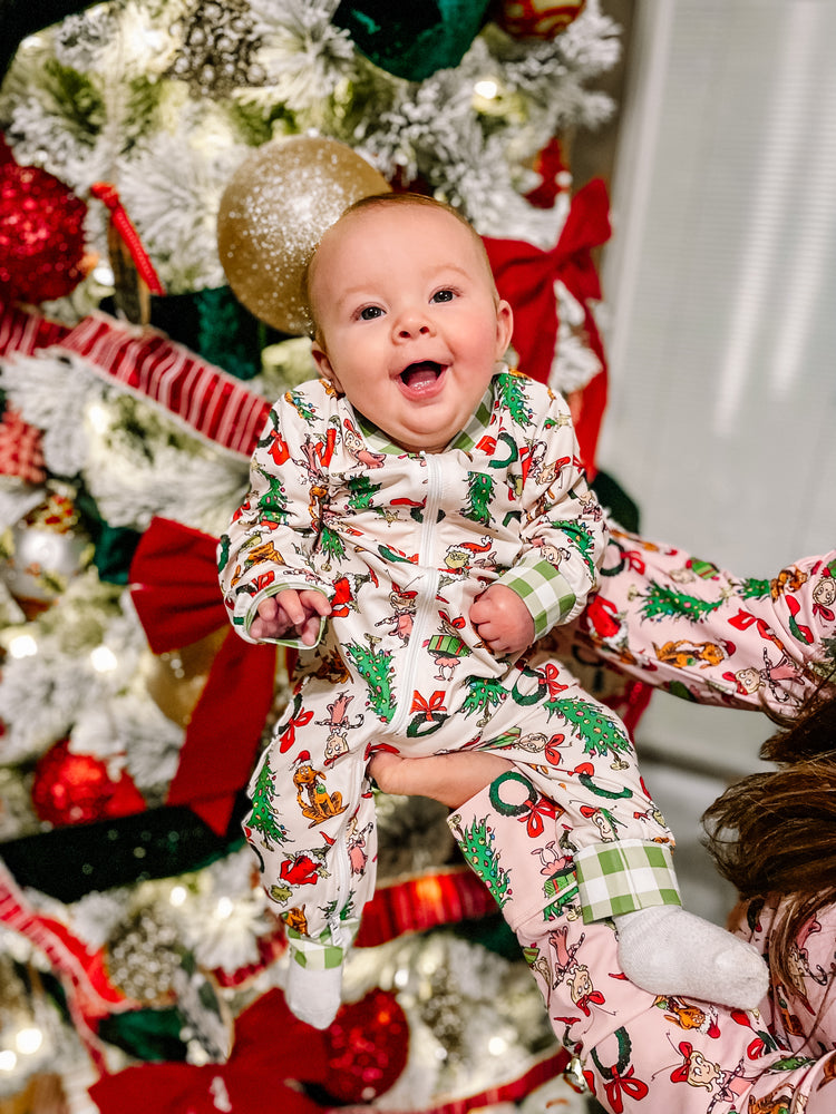 Boys Grinch Knit Pajama Zippy