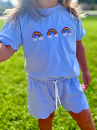 Girls French Knot Scalloped Short Sets