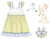 Girls Embroidered Sweet as Honey Bloomer Set & Dress