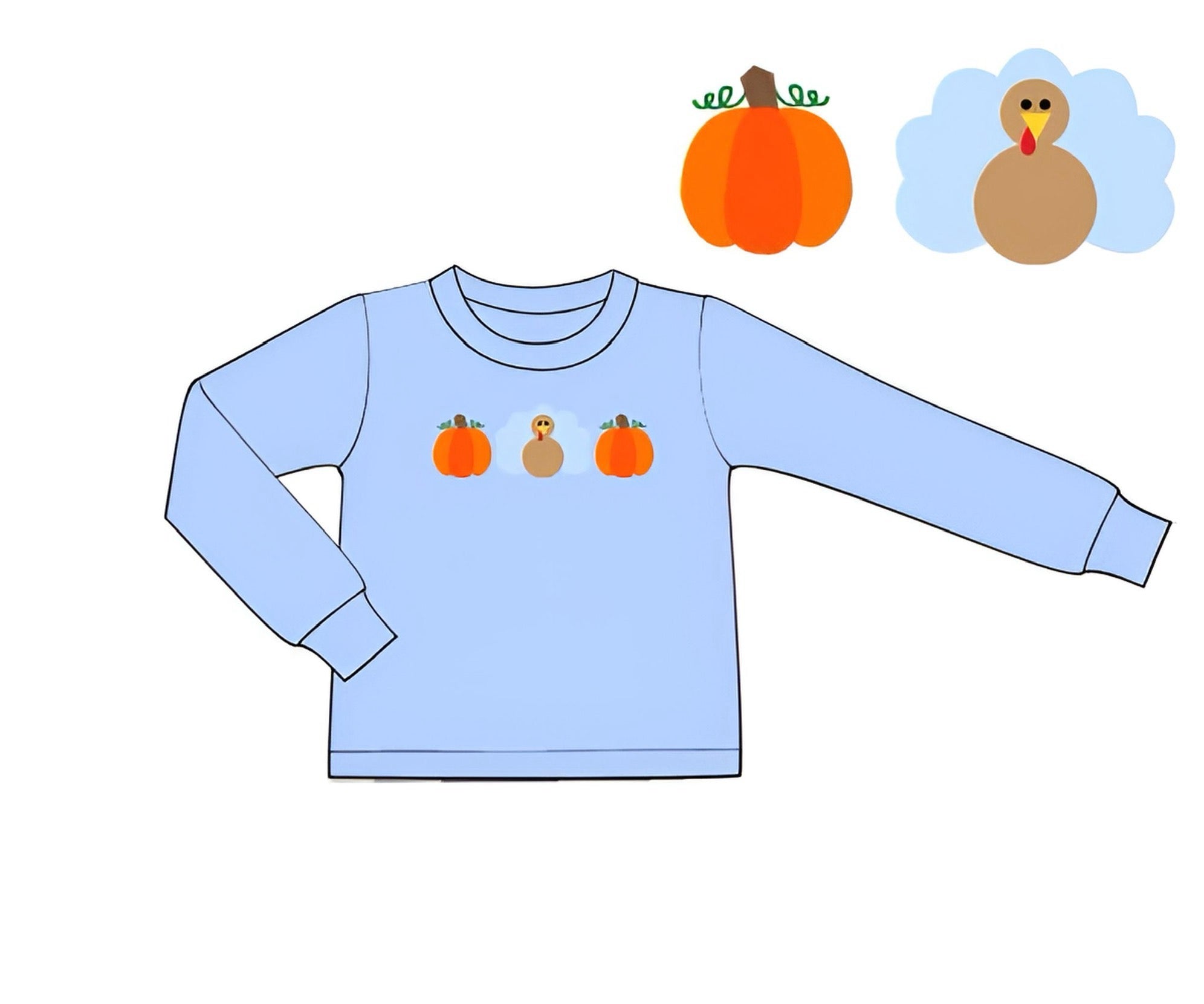 Boys Turkey Pumpkin Applique Shirt RTS