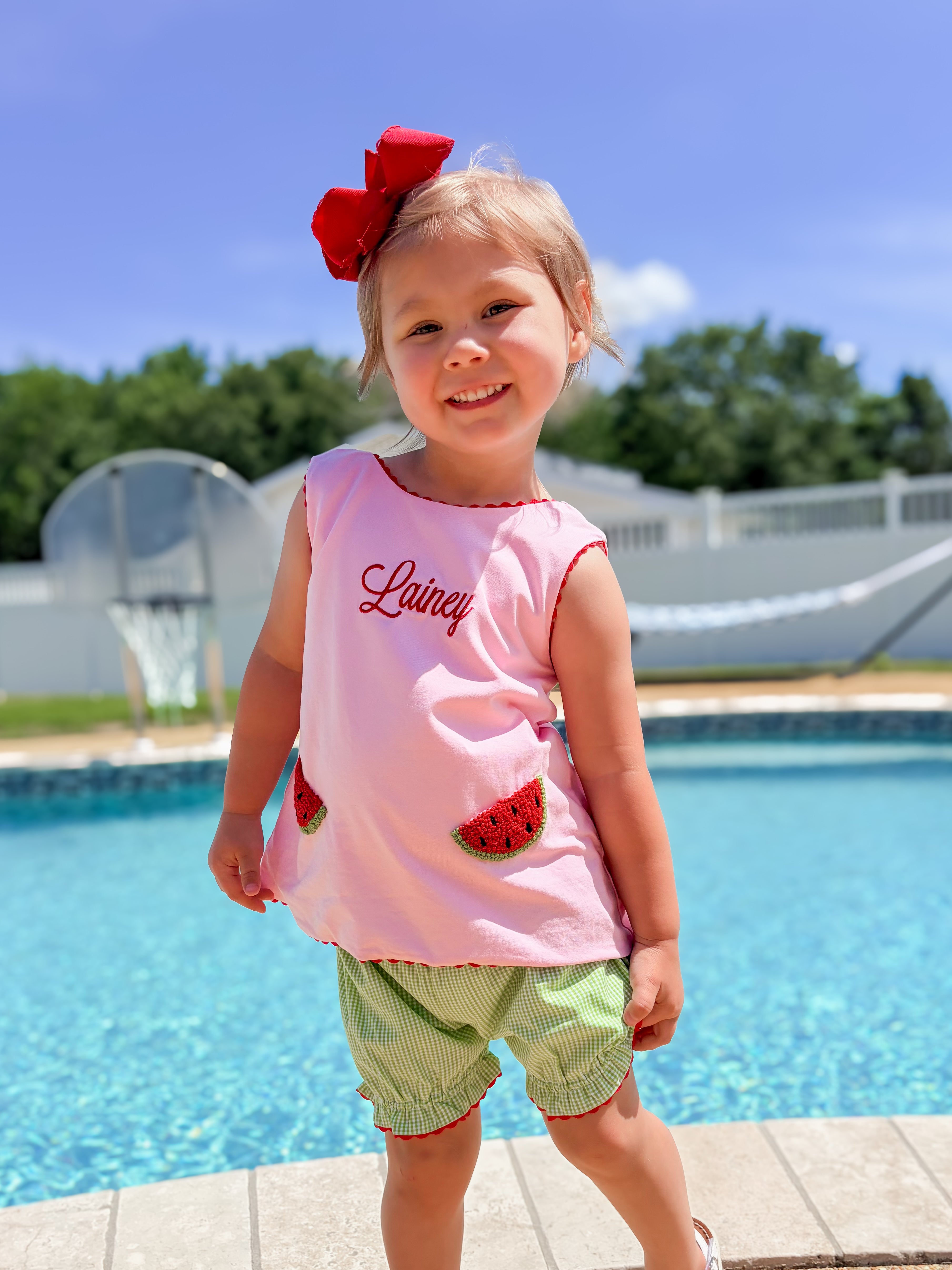Girls French Knot One in a Melon Bubble Shorts Set