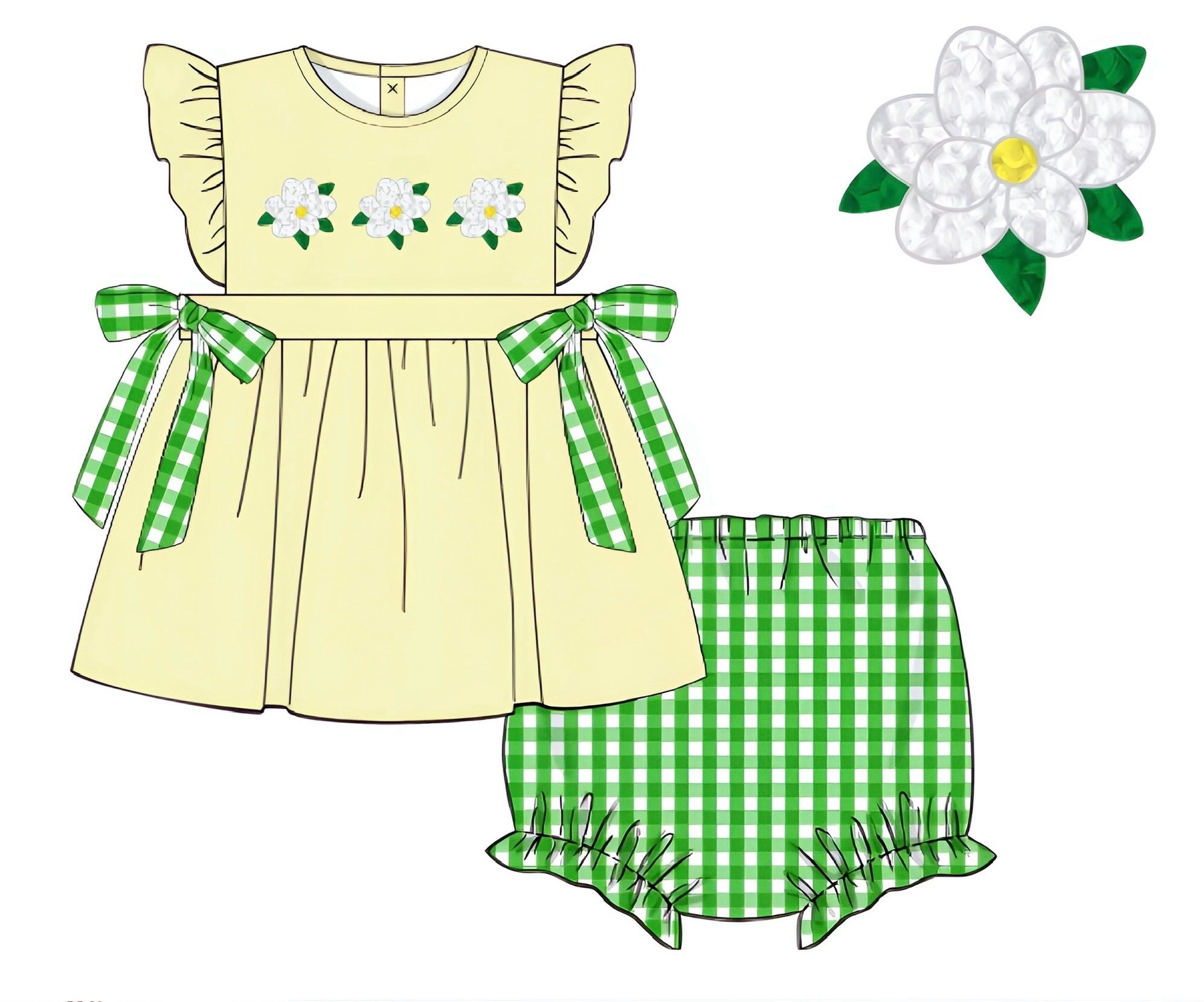 PRE ORDER Girls French Knot Magnolias Bloomer Set ETA: MAY