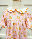 Girls Gingham Pumpkins Bloomer Set