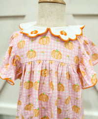 Girls Gingham Pumpkins Bloomer Set