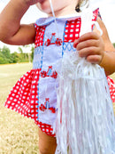 Red & Powder Blue Cheer Megaphone Bloomer Set