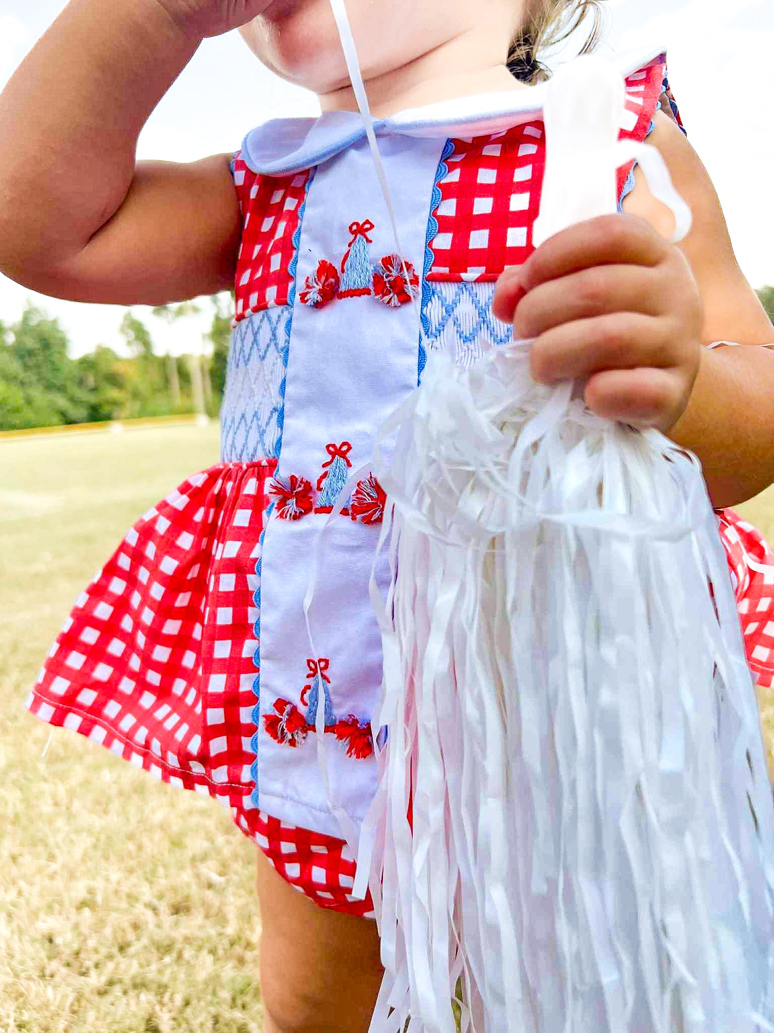 Red & Powder Blue Cheer Megaphone Bloomer Set