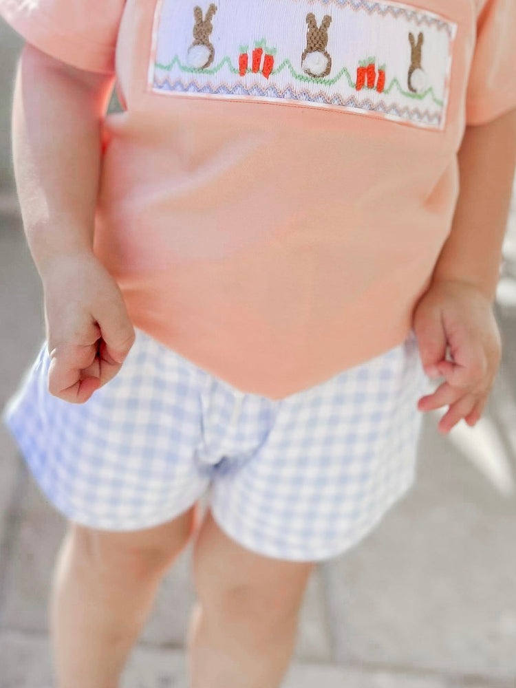 Boys Blue Gingham Knit Shorts