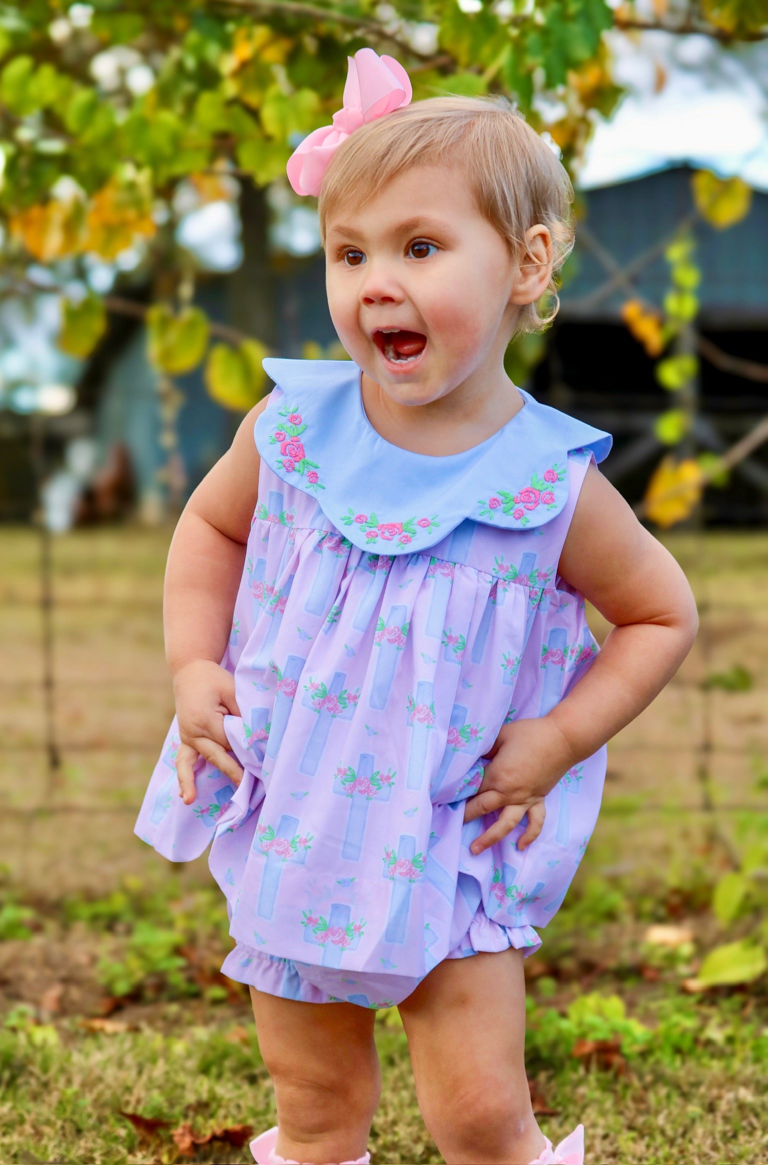 Girls Watercolor Floral Cross Bloomer Set