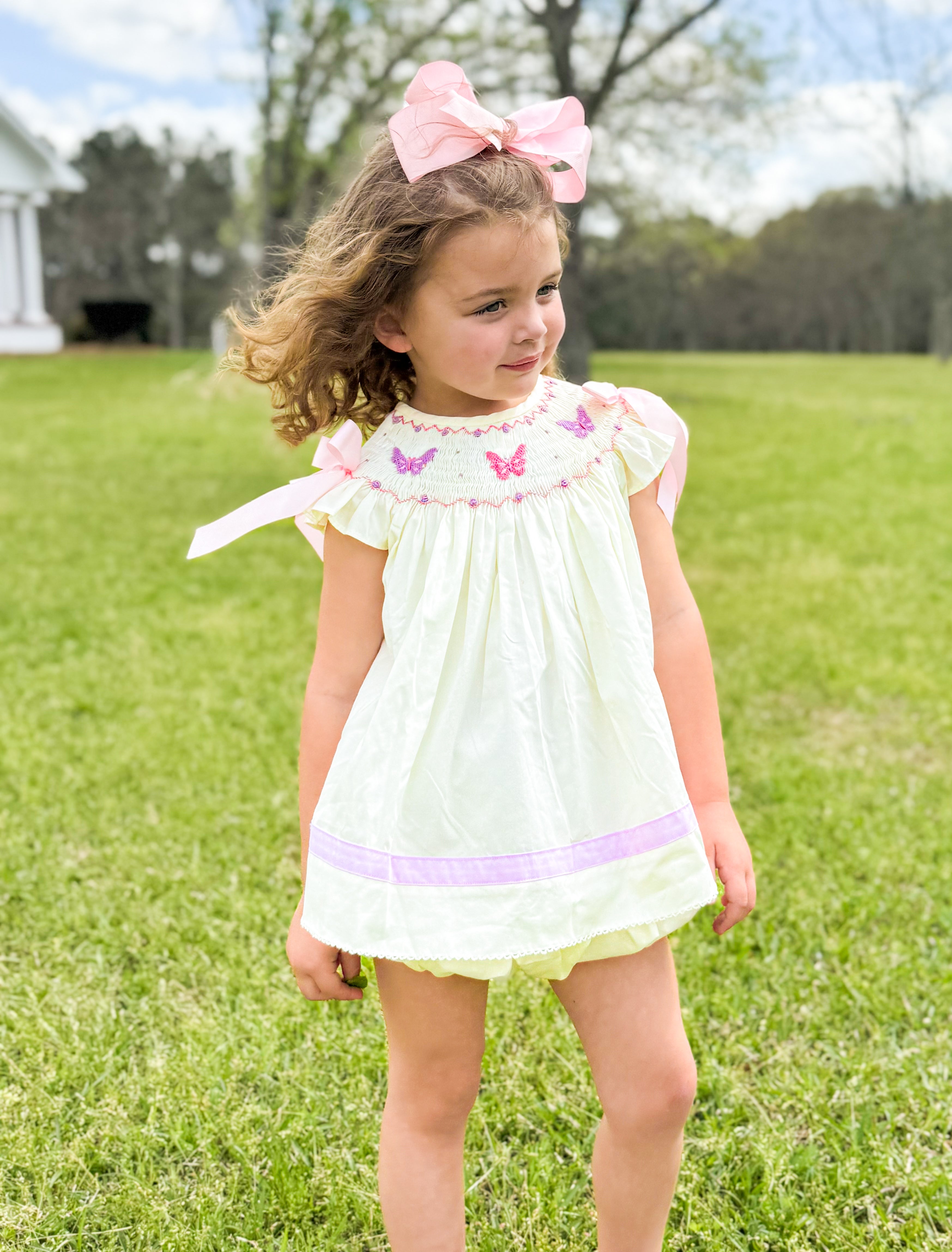 Girls Golden Flutter Bloomer Set & Dress