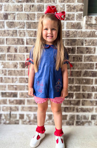 Girls S is for School Ruffle Short Set