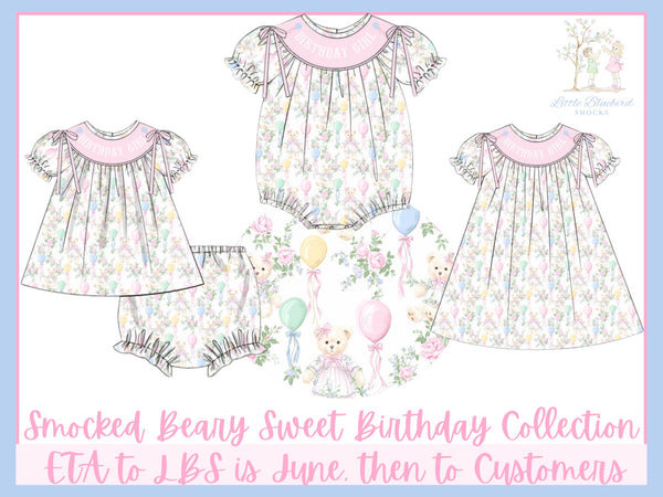 PRE ORDER Girls Smocked Beary Sweet Birthday Bubble | ETA to LBS: JUNE