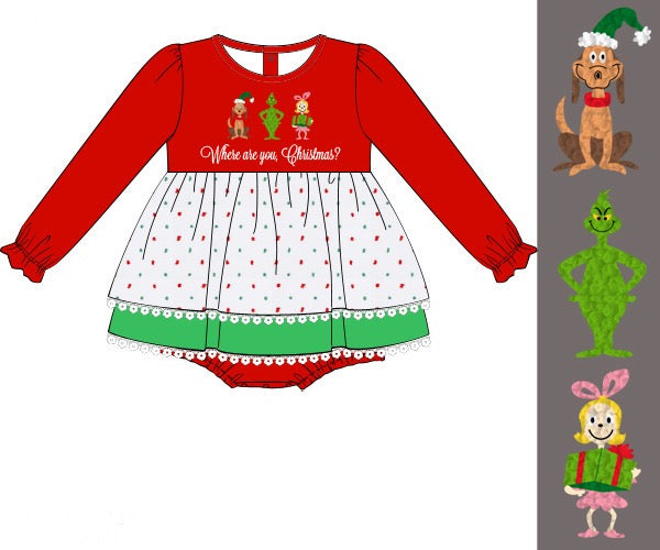 Girls You’re a Mean One French Knot Skirted Bubble