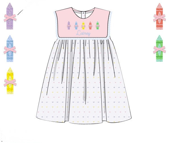 PRE ORDER Girls French Knot Crayons Bloomer Set & Dress | ETA to LBS: JUNE