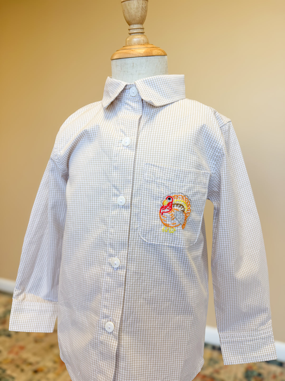 Boys Hand Embroidered Classic Turkey Button Down Shirt