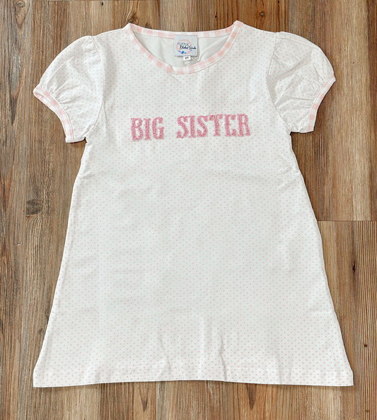 Girls Pink BIG SISTER French Knot Knit Dress