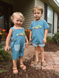 Boys Appliqué Truckin’ Alone Long Short Romper