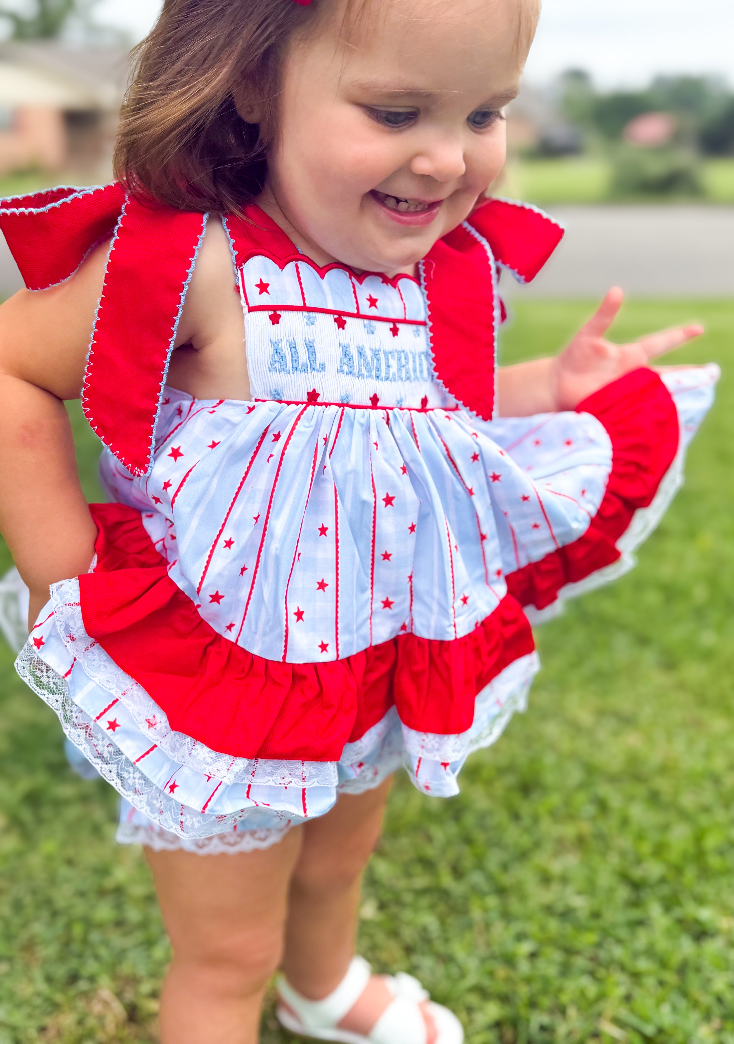 Girls Smocked Oh My Stars Bloomer Set & Dress