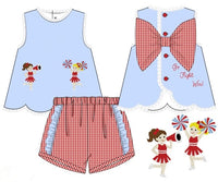Girls French Knot Go, Fight, Win Ruffle Short Set