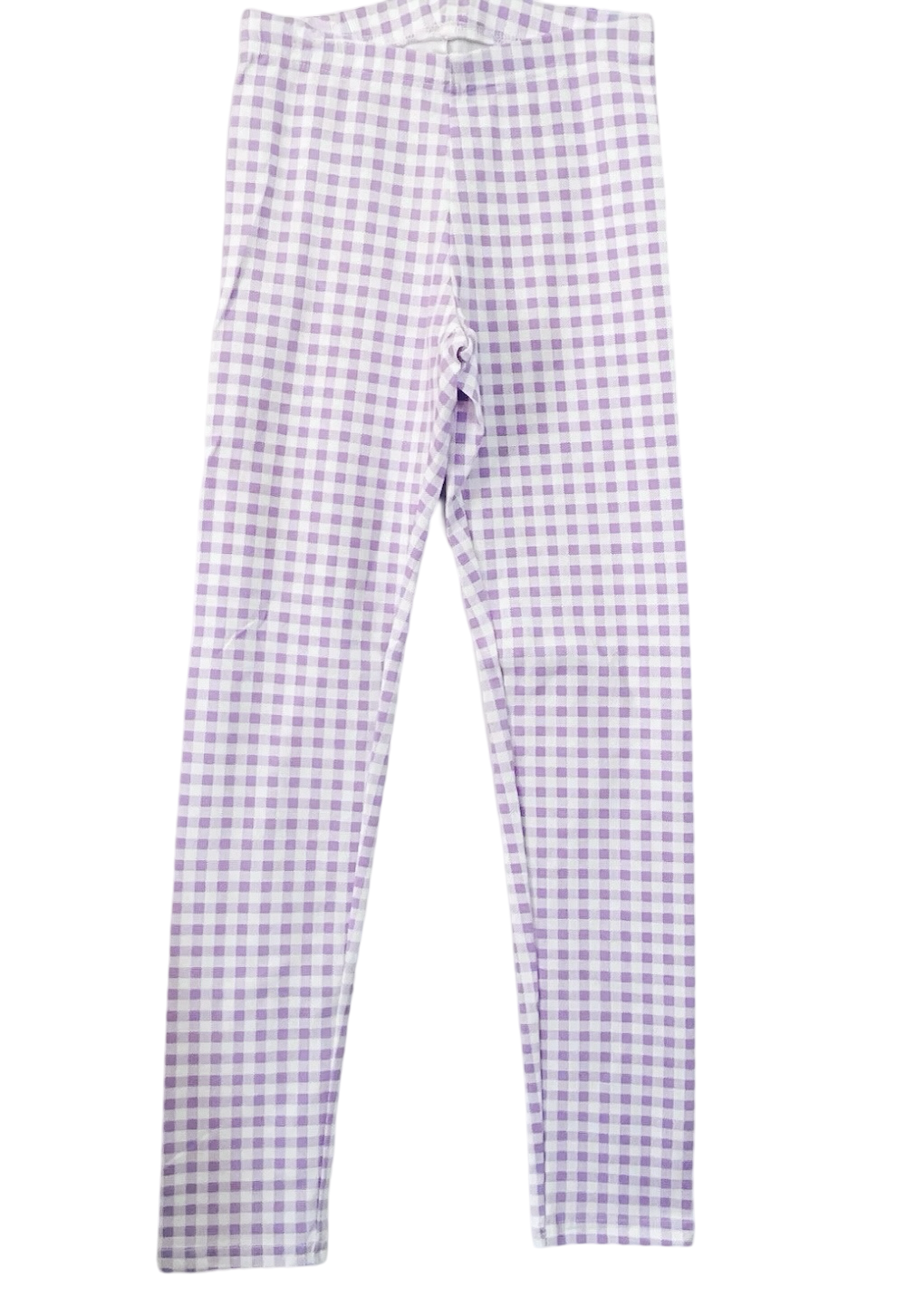 Girls Matching Pale Lavender Gingham Leggings