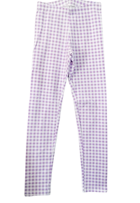 Girls Matching Pale Lavender Gingham Leggings
