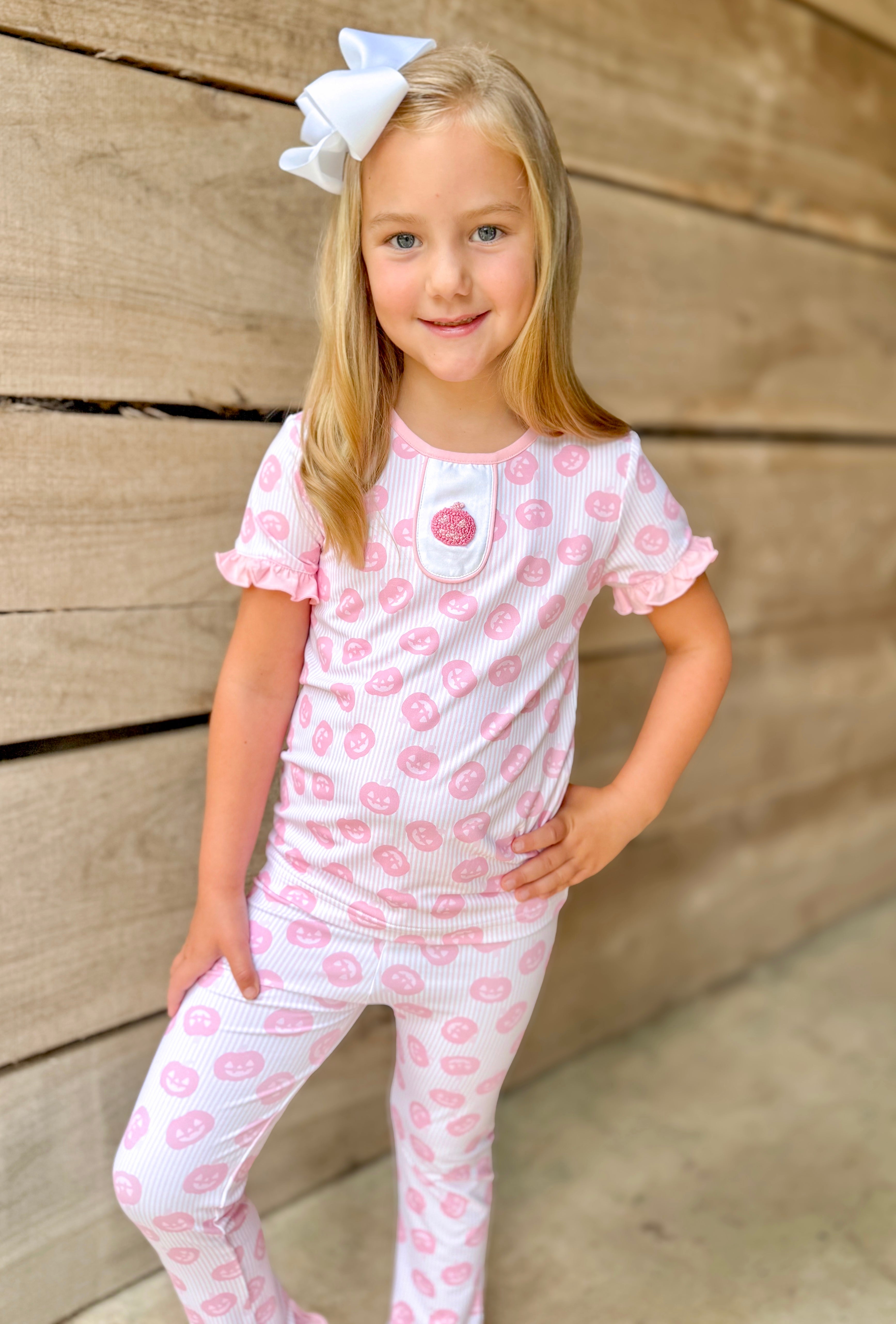 PRE ORDER Girls French Knot Pumpkin Knit 2-Piece Lounge Set | ETA to LBS: SEPTEMBER