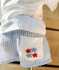 Boys French Knot God Bless the USA Short Set