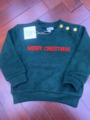 Boys Green “Merry Christmas” French Knot Sweater
