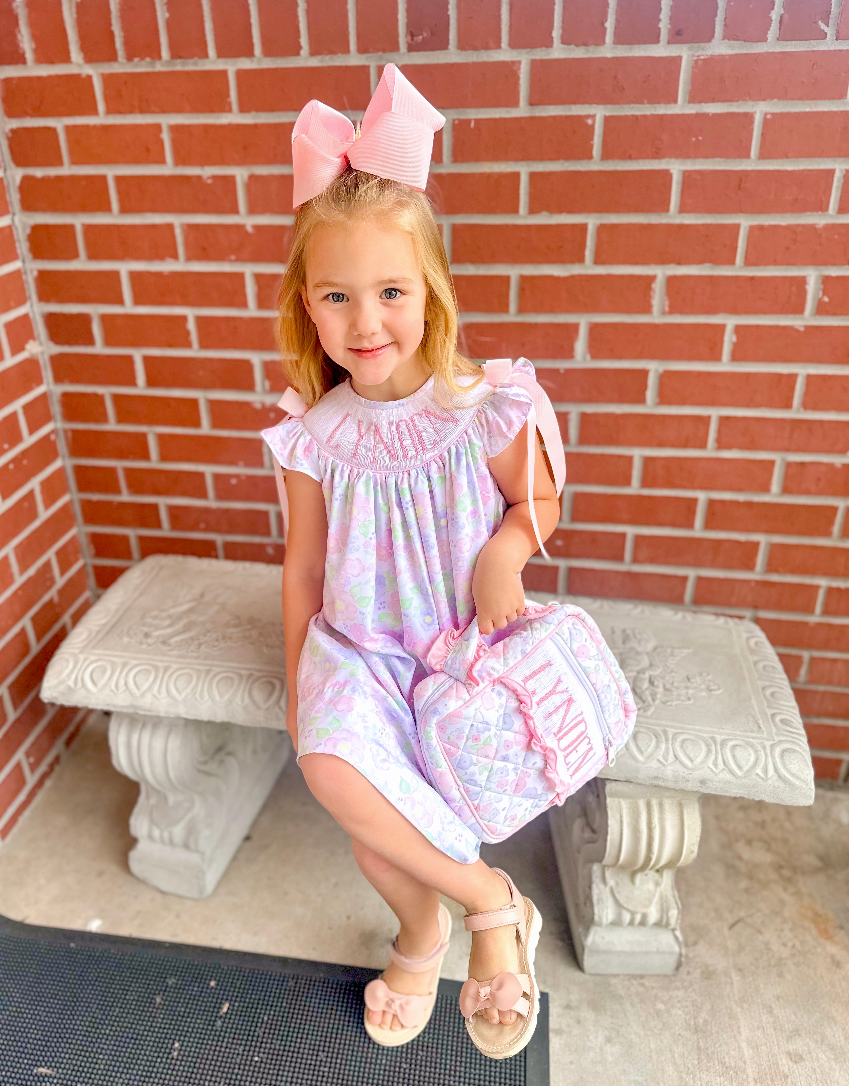 PRE ORDER Girls Name Smock Spring Blooms Bloomer Set & Dress | ETA to LBS: March