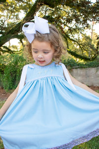 PRE ORDER Girls Linen Pearl Cross Dress | ETA to LBS: LATE FEBRUARY