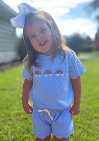 Girls French Knot Scalloped Short Sets