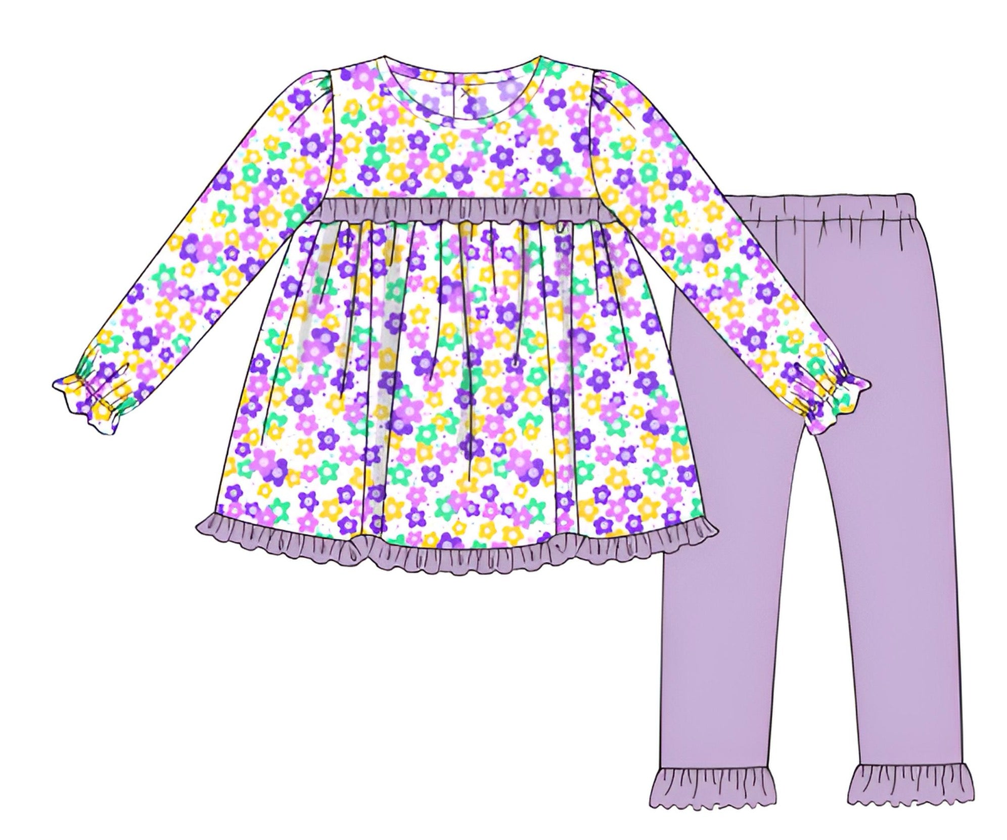 Mardi Gras Floral Knit Legging Set