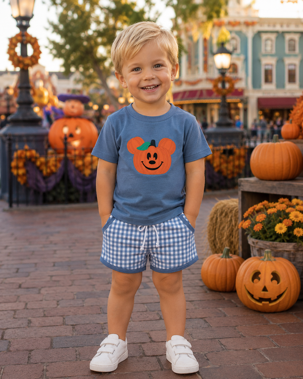 Boys Appliqué Jack-o’-lantern Mouse Short Set