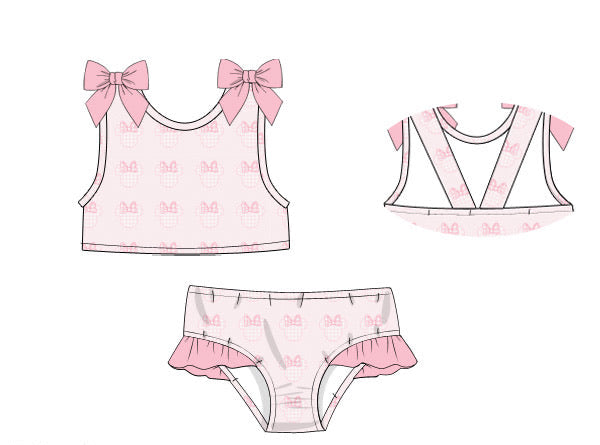 Girls Gingham Mouse Two-Piece Swimsuit