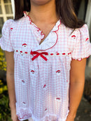 Women's Embroidered Santa Knit Lounge Pant Set