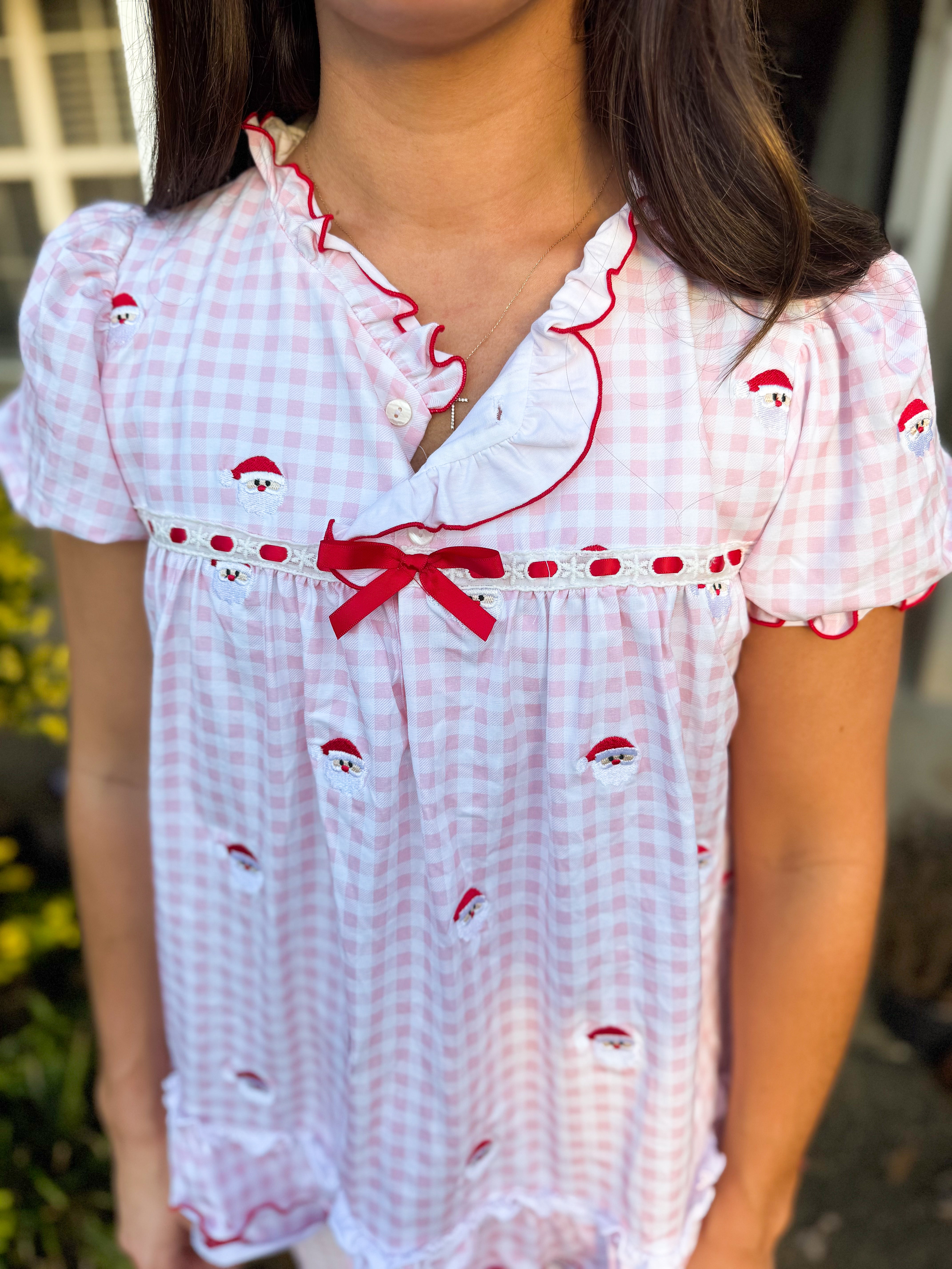 Women's Embroidered Santa Knit Lounge Pant Set