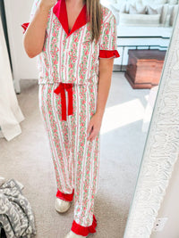 Women's Candy Cane Vines Knit Lounge Pant Set