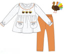 PRE ORDER Girls French Knot Little Turkeys Legging Set | ETA to LBS: SEPTEMBER