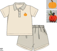 PRE ORDER Boys Bullion Stitch Pumpkin Polo Short Set | ETA to LBS: LATE AUGUST
