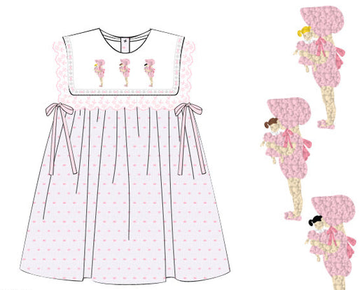 PRE ORDER Girls French Knot Light Skin Little Miss Dolly Bloomer Set & Dress | ETA to LBS: LATE March