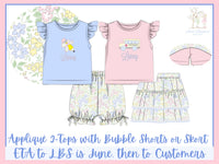 Girls Appliqué 2-Tops School Floral Skort Set