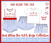 Boys French Knot God Bless the USA Bubble